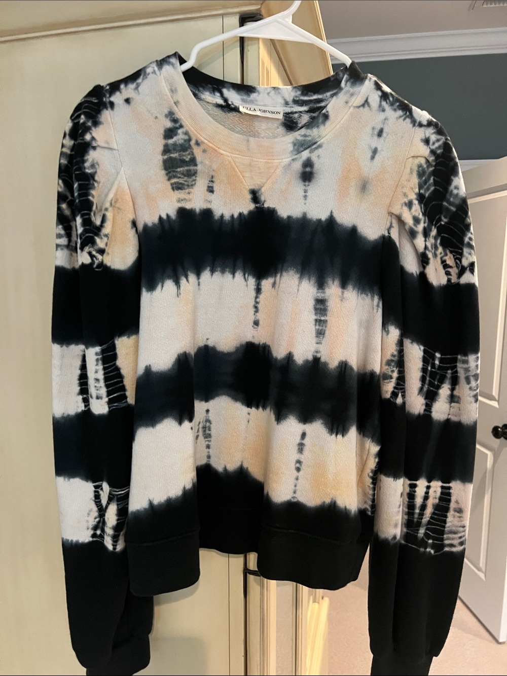 Ulla Johnson Black & Cream Tie-Dye Women’s Sweatshirt